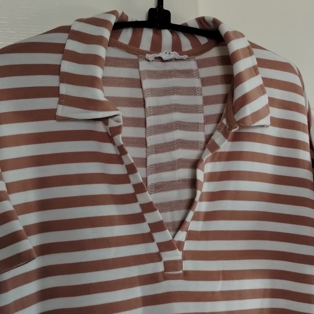 Jane + Delancey Women's stripe Pull On V-Neck Blouse Large - Picture 2 of 8